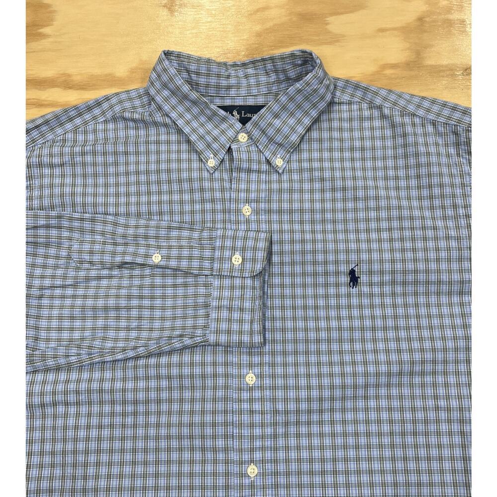 VTG Ralph Lauren Polo Shirt Mens 2XL Classic Fit Plaid Button Down Pony Preppy